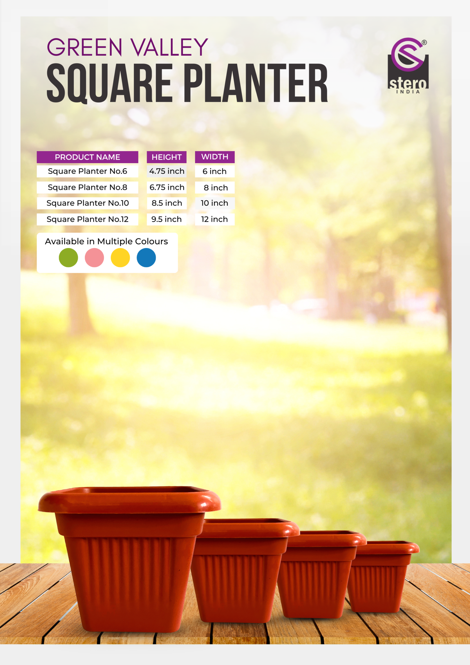 Green Valley Square Planter